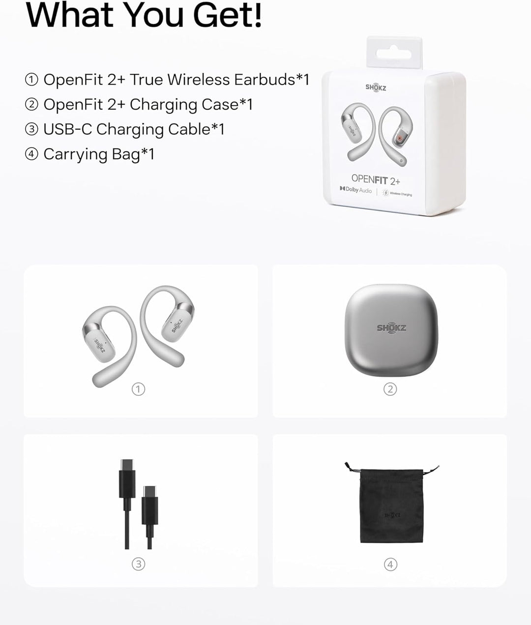 SHOKZ Auriculares OpenFit 2+ OpenFit 2+, habilitados para Dolby Aud...
