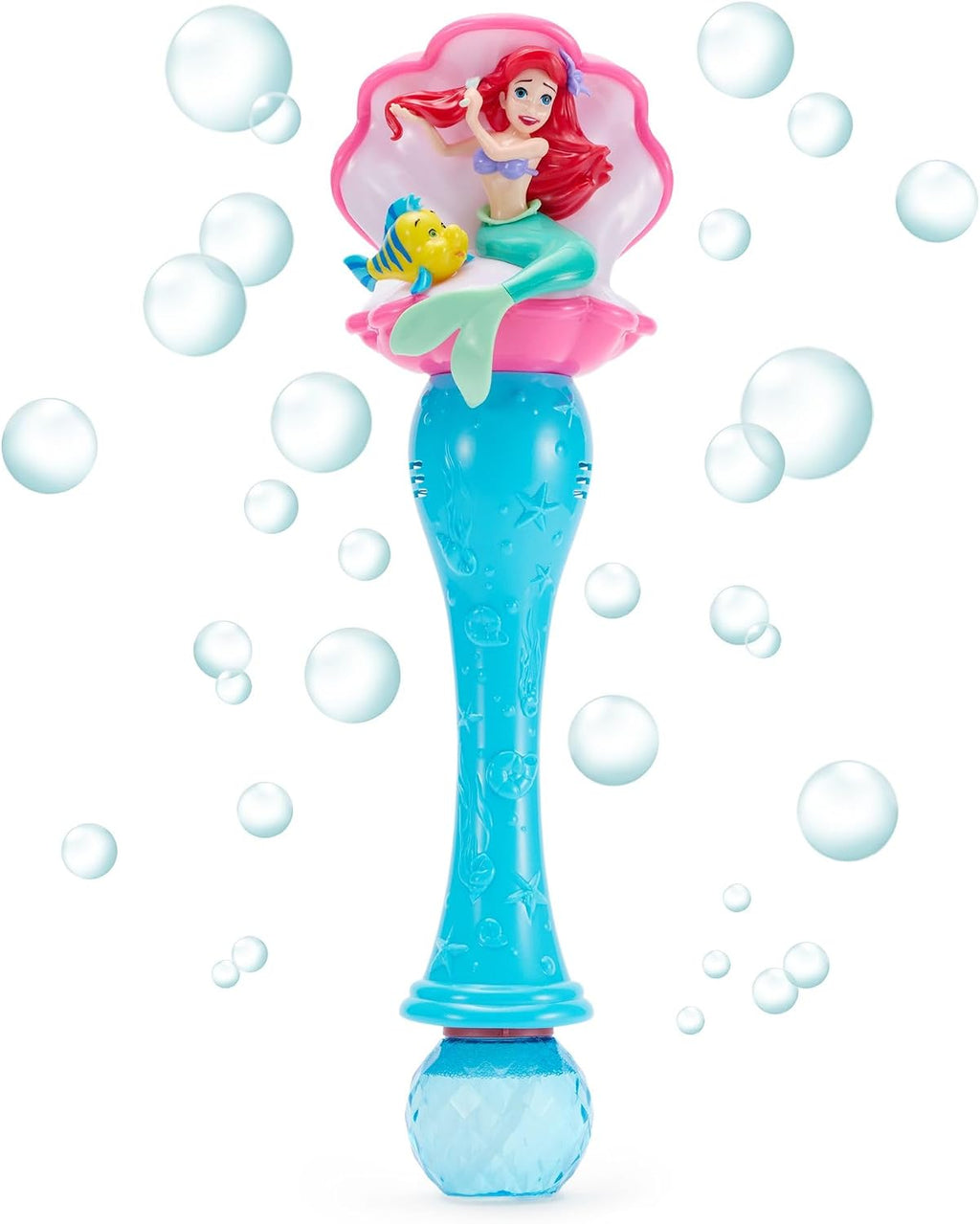Disney Store Varita de burbujas con luz y sonido oficial de The Little Mermaid Ariel & Flounder - Juguete LED interactivo, perfecto para niños y fanáticos, ideal para juegos al aire libre y fiestas