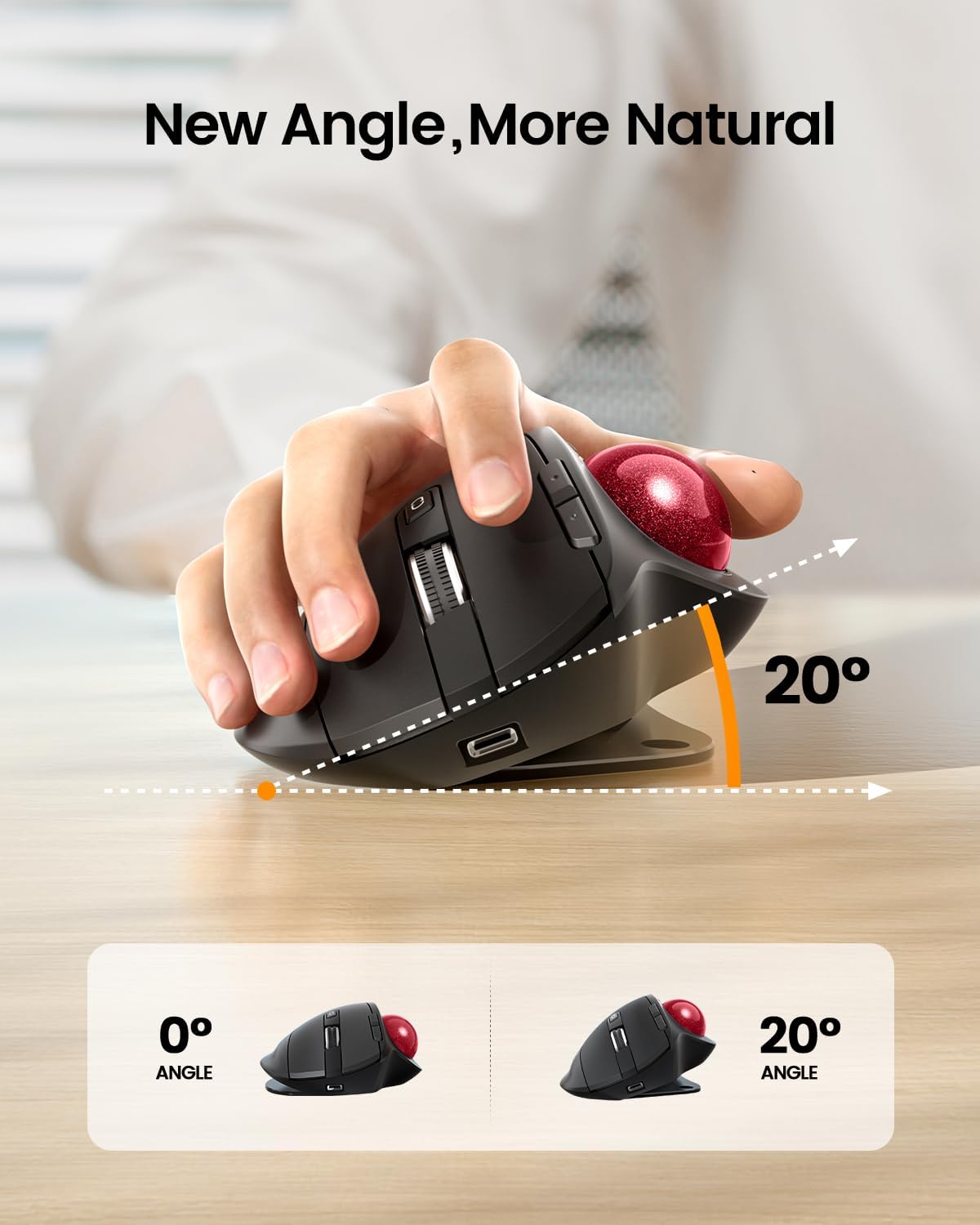 Ratón Trackball Inalámbrico ProtoArc, EM01 NL Ergonómico Bluetooth...