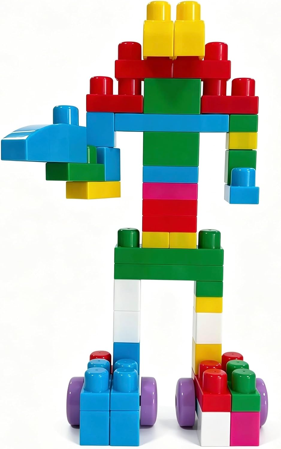 Crayola Bloques de construcción para niños pequeños, juego de bloques de construcción grandes de 200 piezas con bolsa de almacenamiento de malla con cremallera, ruedas adicionales, juguete apilable