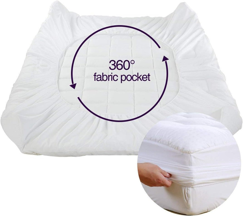 EASELAND Funda de colchón tamaño Queen, protector de colchón acolchado con parte superior de algodón, se estira hasta 8-21 pulgadas, bolsillo profundo, colchoneta refrescante (60x80 pulgadas, blanco)