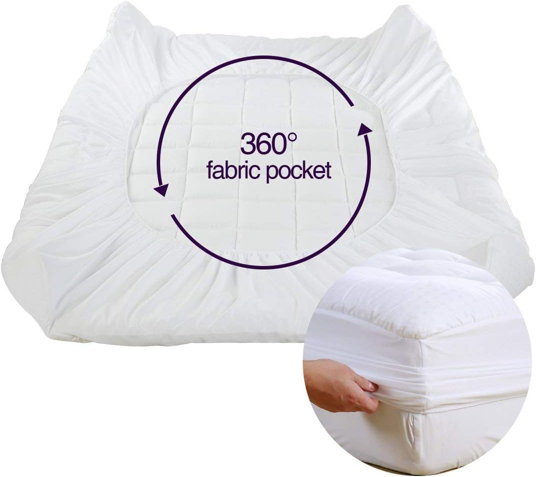 EASELAND Funda de colchón tamaño Queen, protector de colchón acolchado con parte superior de algodón, se estira hasta 8-21 pulgadas, bolsillo profundo, colchoneta refrescante (60x80 pulgadas, blanco)