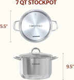 Sunhouse Olla con tapa, olla grande de 7 cuartos de galón para cocinar