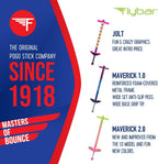 Flybar Maverick Pogo Stick de espuma para niños de 5 años en adelante, 40 a 80 libras, palo de Pogo para niños y niñas (rojo/azul)