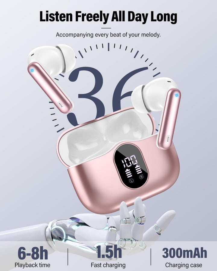 Auriculares inalámbricos, Bluetooth 5.4, auriculares estéreo con gr...