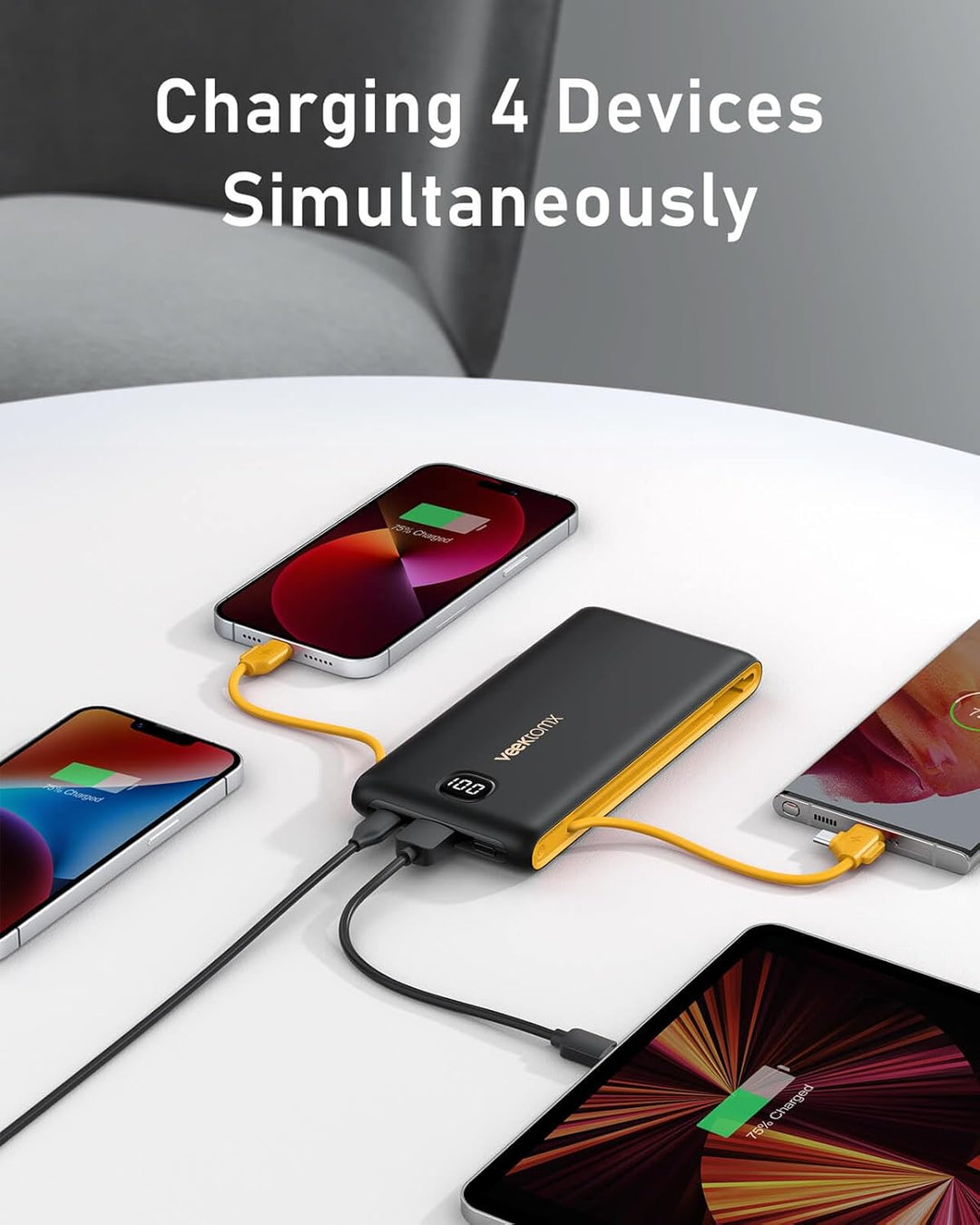VEEKTOMX Cargador portátil con cables integrados de 10000 mAh, banc...
