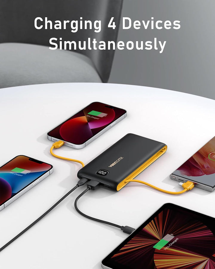 VEEKTOMX Cargador portátil con cables integrados de 10000 mAh, banc...