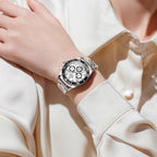 OLEVS Reloj para Mujer Moderno de Moda con Diamantes para Damas Analógico, Acero Inoxidable, Resistente al Agua, Luminosa, Día, Fecha, Dos Tonos