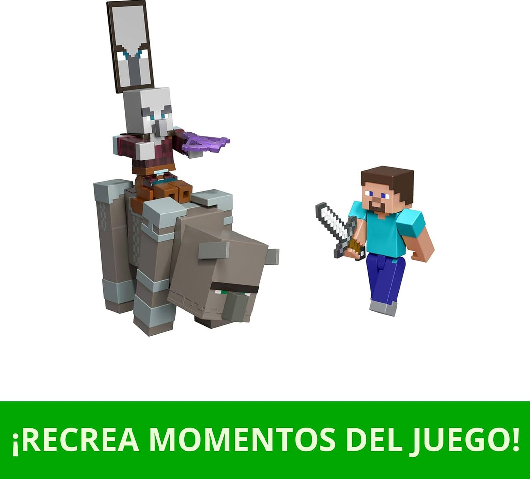 Mattel Minecraft Paquete de Asalto a la Aldea con 3 Figuras de Acci...
