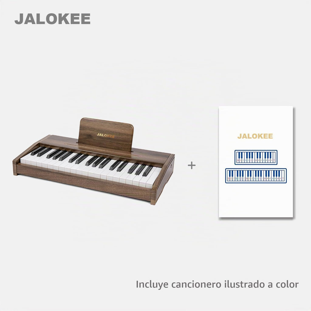 Teclado de piano para niños, piano digital para niños, instrumento educativo musical, juguete de madera para niñas y niños a partir de 3 años (nogal, 37 teclas)