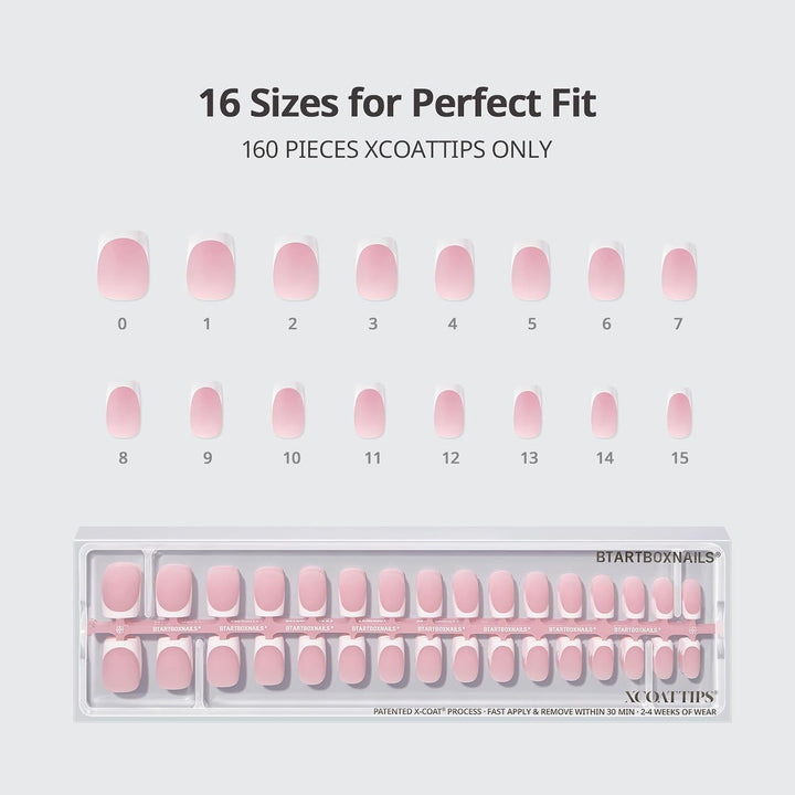 BTArtboxnails XCOATTIPS - Uñas a presión cortas con punta francesa,...