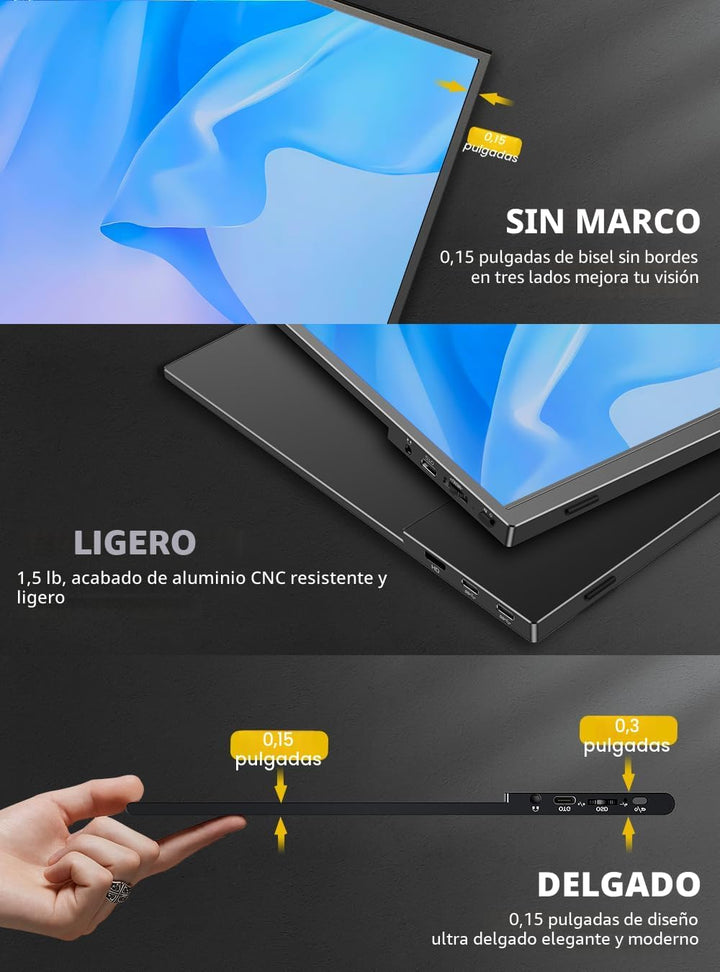 UPERFECT True 4K Monitor portátil QLED, monitor portátil de 15.6 pu...