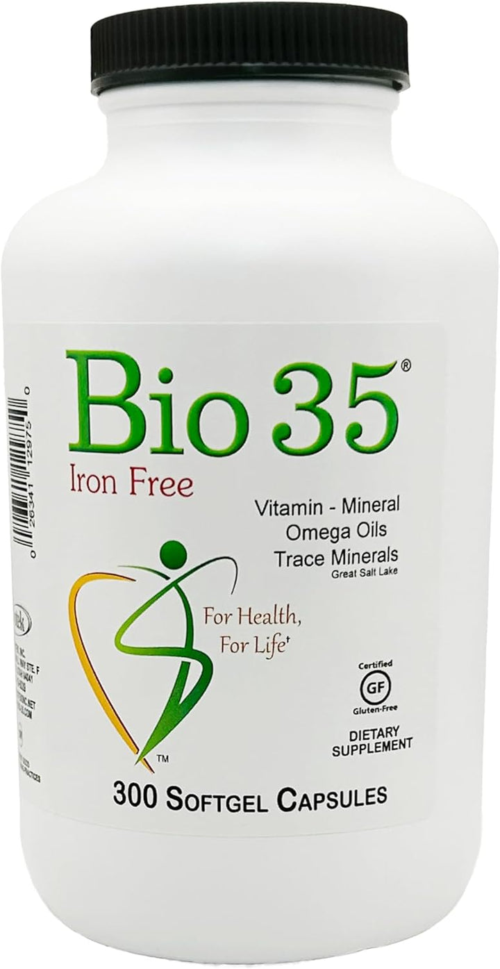 Bio-35 \/ 300 unidades de hierro sin gluten y soja, multivitamínico...