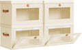 Cajas de almacenamiento plegables - Organizador grande para armario con asas y ventana, cajas de almacenamiento decorativas, contenedores de tela para sala de estar, dormitorio, paquete de