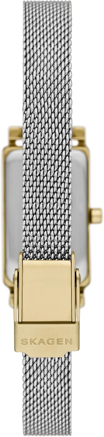 Reloj Skagen Hagen para mujer con caja rectangular, pulsera de acero inoxidable, correa de malla o cuero