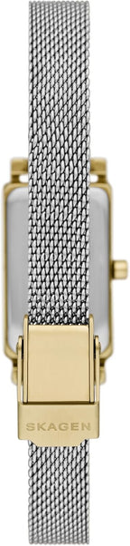 Reloj Skagen Hagen para mujer con caja rectangular, pulsera de acero inoxidable, correa de malla o cuero
