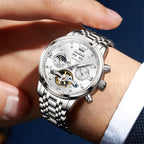 OLEVS Relojes Automáticos para Hombres Lujo Reloj Mecánico esqueleto Autoa Tono Cuerda continua Fecha a prueba de agua Luminoso Reloj para Hombres