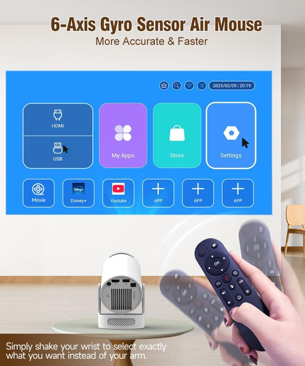 Mini proyector con Wifi 6 y Bluetooth5.4, proyector portátil 4K, pr...
