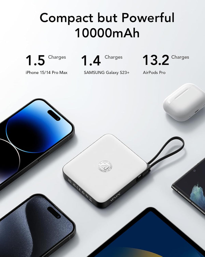 VRURC - Cargador portátil con 4 cables integrados, paquete de bater...