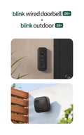 Nuevo videotimbre cableado Blink 2K+ y Cámara para exteriores Blink 2K+ (último modelo). Módulo de sincronización básico incluido: sistema de 5 cámaras + Videotimbre (negro)