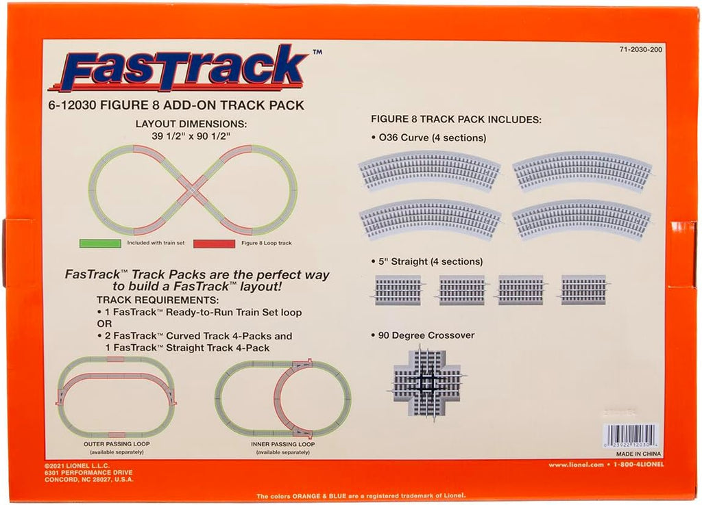 Lionel FasTrack Figure 8 Paquete de pistas complementarias, nueve piezas