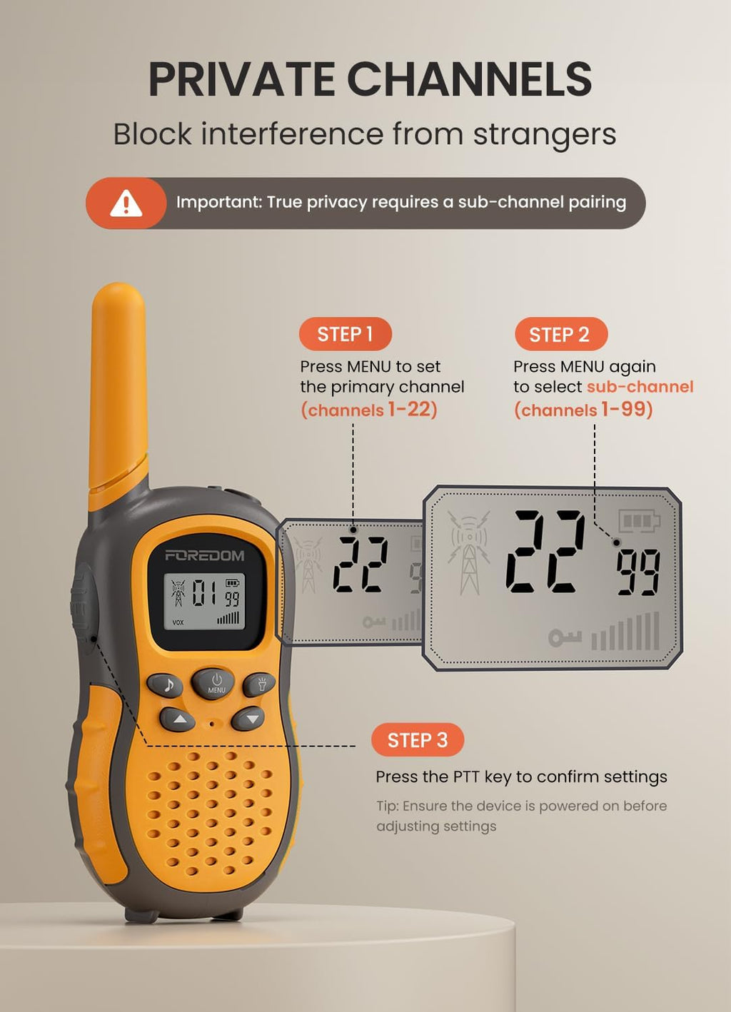 FOREDOM Radios de Mano Recargables para Niños Walkie Talkies a Larga Distancia para Niños y Niñas de 3 a 12 Años - Juguetes de Cumpleaños con Linterna, Pack de 3