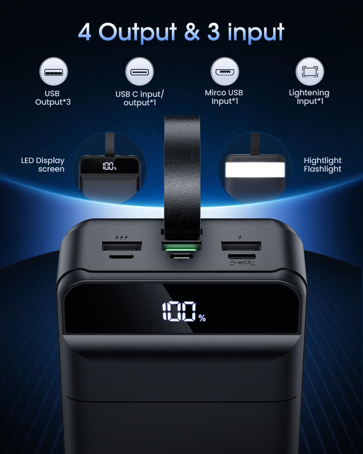 Cargador Portátil 60000mAh Banco de Energía - Carga Rápida 22.5W Pa...