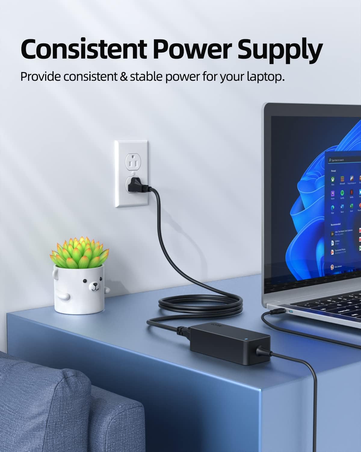 Superer Cargador USB-C de 65W para portátil Lenovo ThinkPad X1 T14 T14s T15 E14 E15 T480s T490 E480 Yoga 6 7 7i 9i IdeaPad Slim Flex Thinkbook 13s 14 15 16 Chromebook Computadora Adaptador de energía CA Type-C