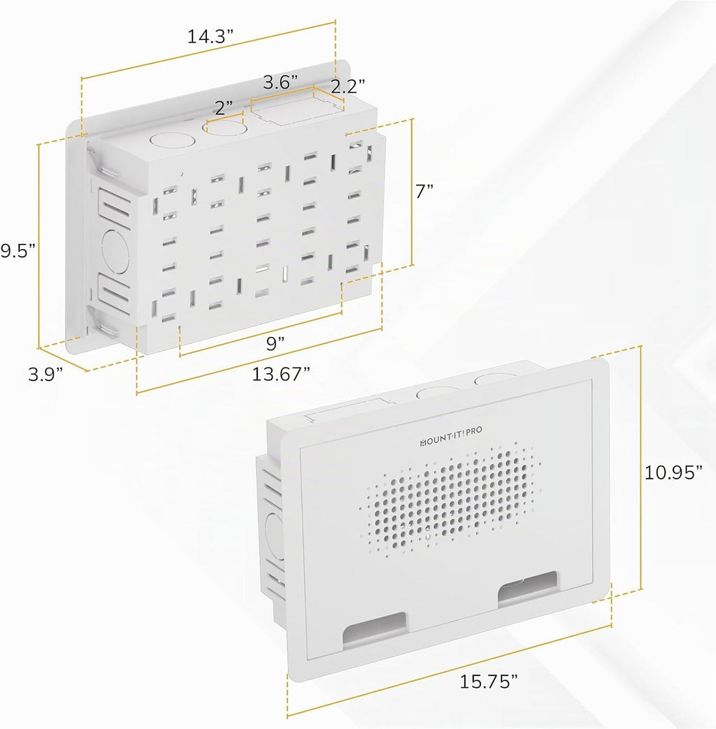 Mount-It PRO - Caja empotrable para medios de TV de 9 pulgadas