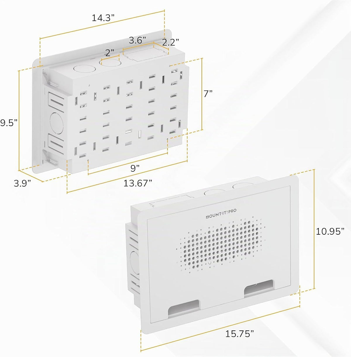 Mount-It PRO - Caja empotrable para medios de TV de 9 pulgadas