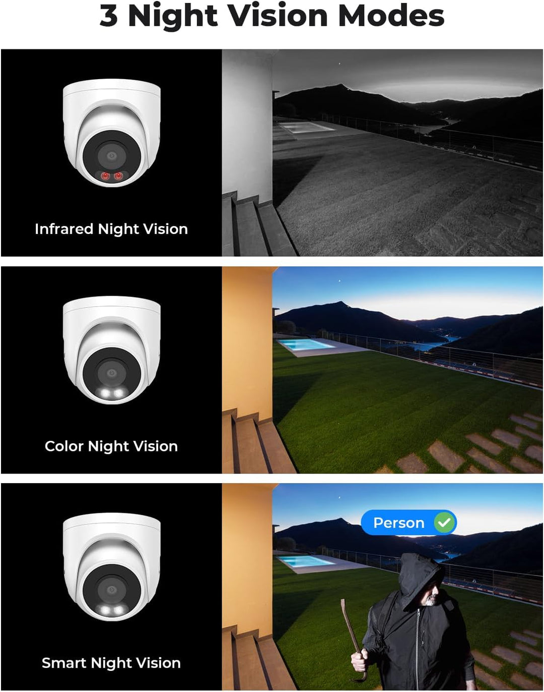 H.VIEW UltraHD 4K (8MP) Cámara PoE de seguridad IP para exteriores,...