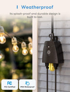 meross Enchufe inteligente para exteriores compatible con Apple HomeKit, Siri, Alexa, Google Assistant y SmartThings, toma impermeable para exteriores, control remoto y de voz, temporizador