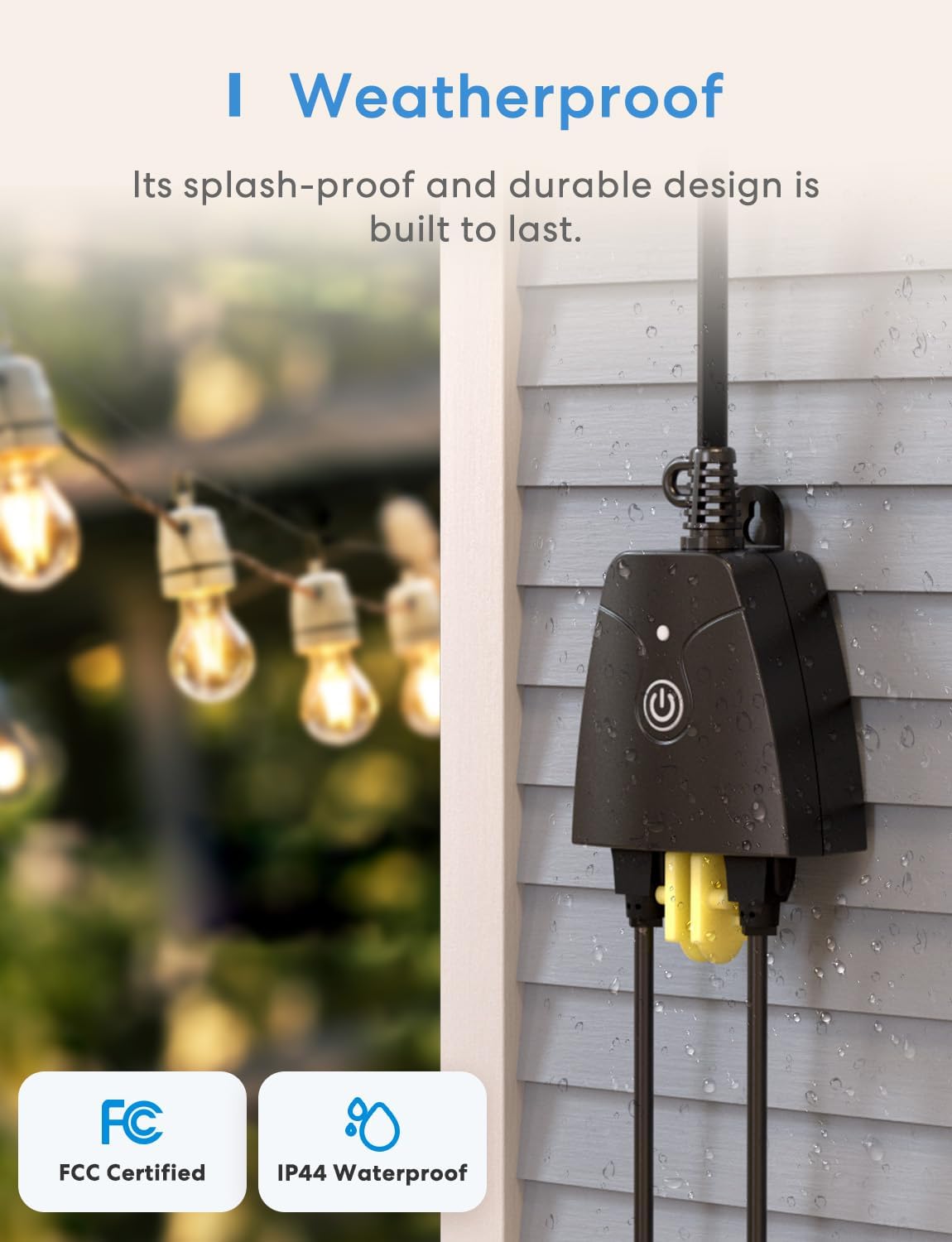 meross Enchufe inteligente para exteriores compatible con Apple HomeKit, Siri, Alexa, Google Assistant y SmartThings, toma impermeable para exteriores, control remoto y de voz, temporizador