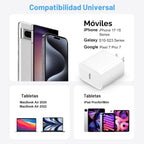 Cargador de carga rápida para iPhone 18, 17, 16, 15, 3 unidades, cargador USB C y cable de 6 pies