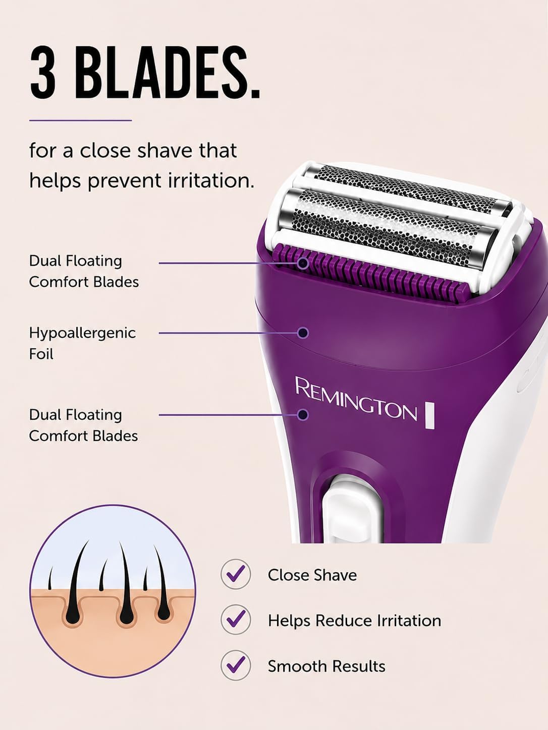 Remington Afeitadora eléctrica suave y sedosa para mujer, afeitador...