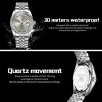 OLEVS Reloj Clásico para Hombre Diamante Analógico Lujo Acero Inoxidable a Dos Tonos Resistente al Agua con Fecha Luminous para Hombres