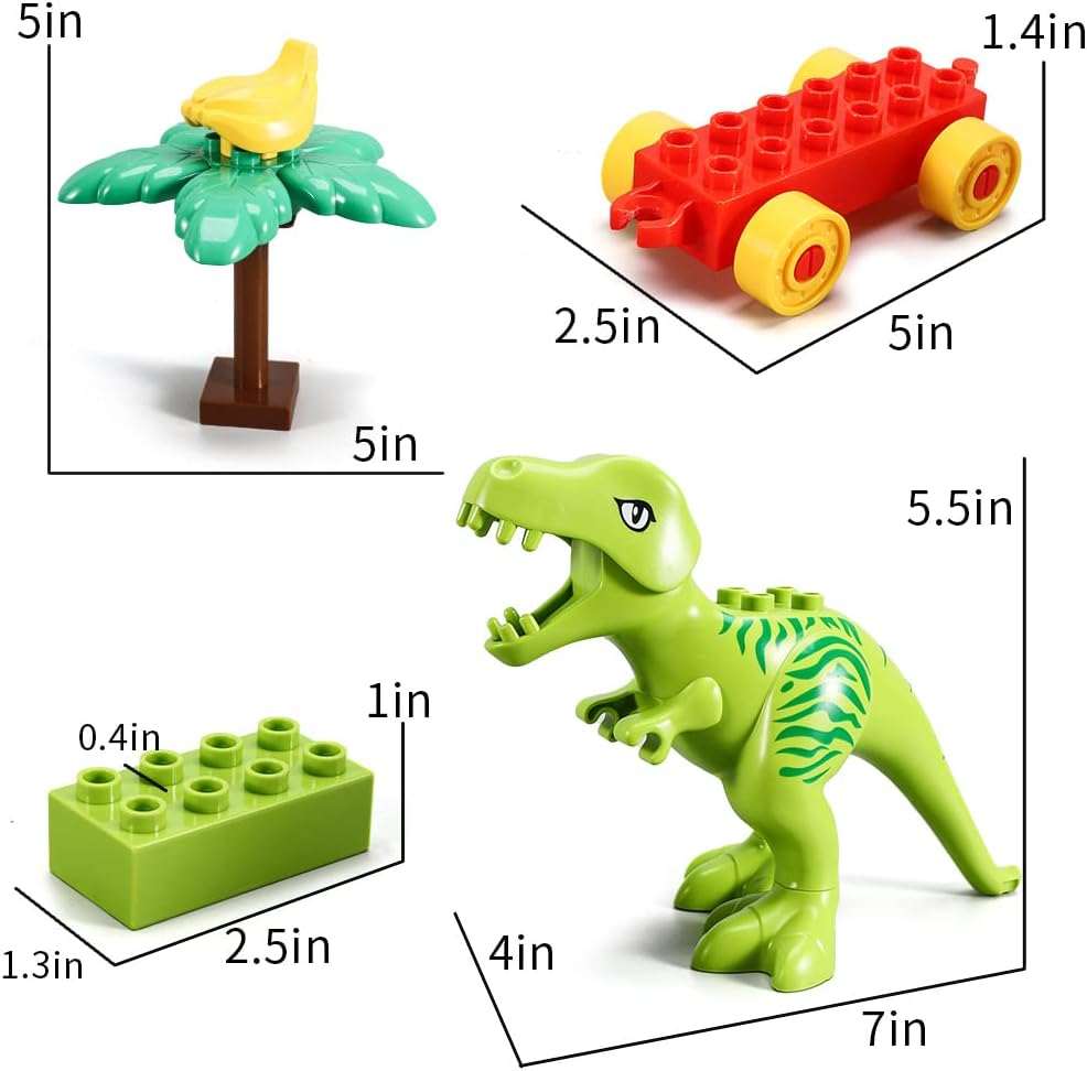 Bloques de construcción de dinosaurios para niños de 3 años en adelante, bloques temáticos jurásicos, juguetes de tr