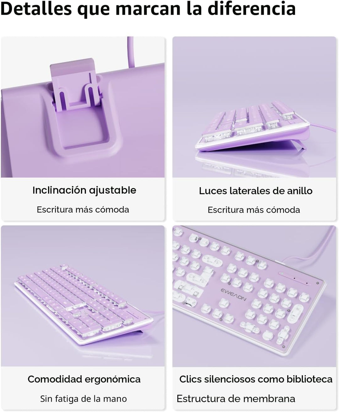 SEUNKWANG EWEADN GX710S Teclados retroiluminados para computadora,...
