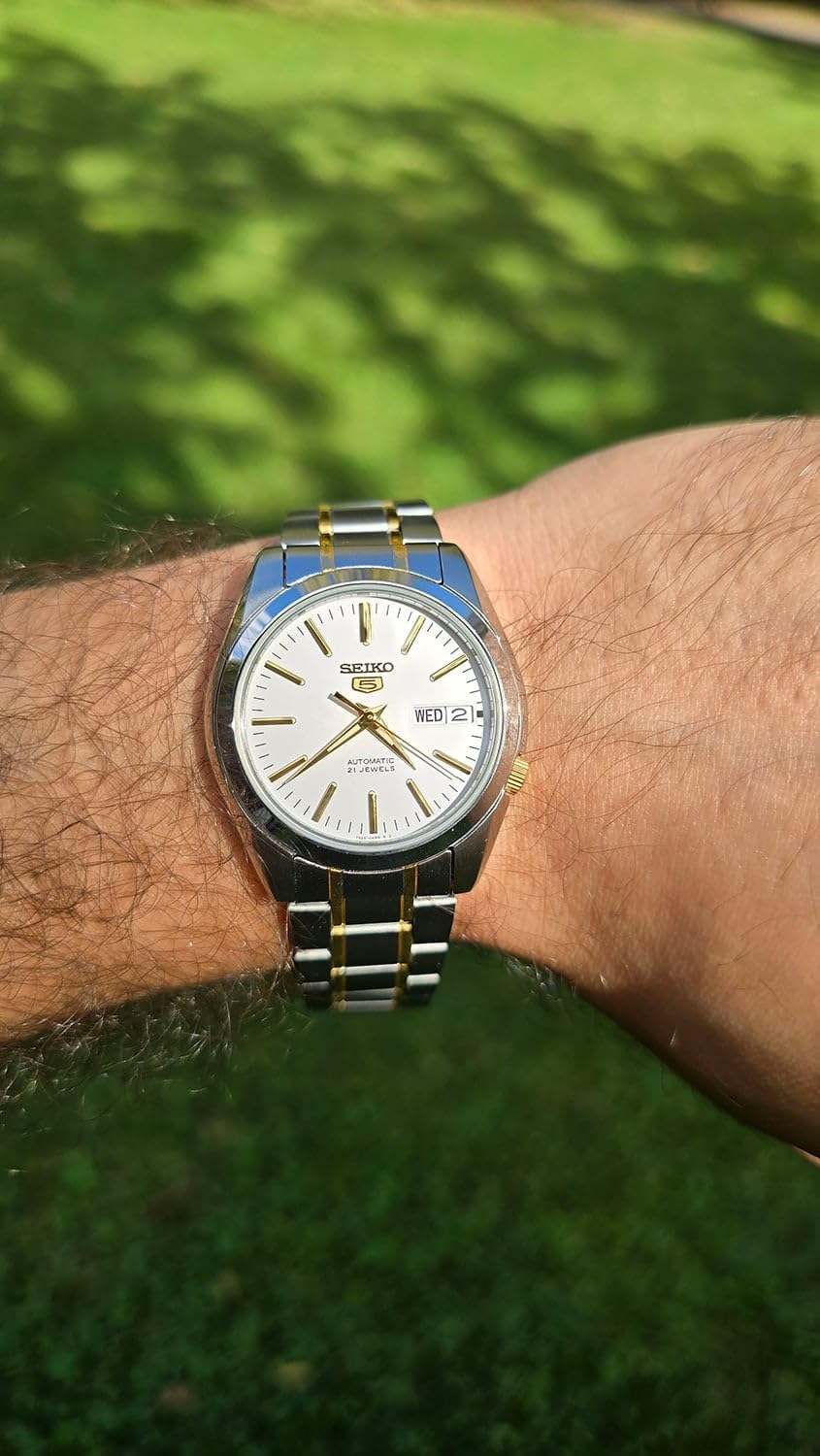 Seiko Reloj 5 Plata/Oro SNKL47K1, Plateado/Dorado, Reloj analógico, cuerda automática
