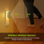 AUVON - Luz nocturna LED retroiluminada enchufable, 4 paquetes, sensor de movimiento y del anochecer al amanecer