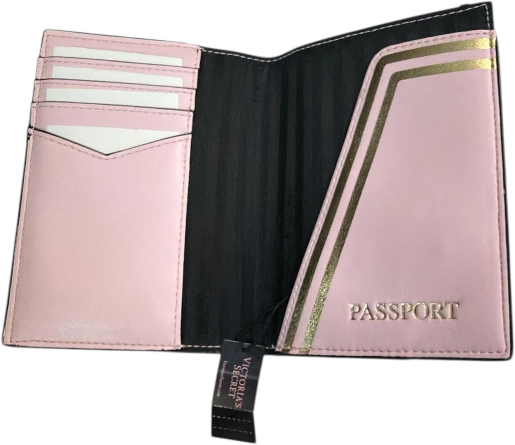 Victoria's Secret Cartera para pasaporte de piel sintética a rayas rosas