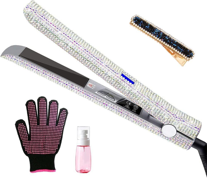 Plancha plana de titanio con magnífico diamante de imitación de cri...