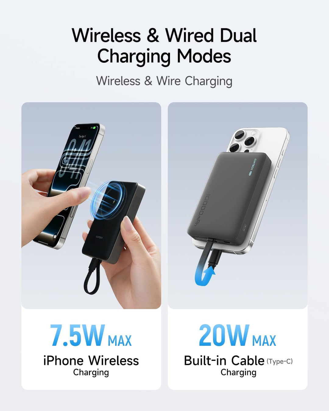 CUKTECH - Banco de energía magnético de 10000 mAh, cargador inalámb...