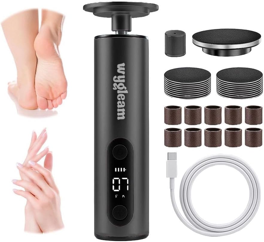 Kit de removedor eléctrico de callos para pies y lima de uñas, herramientas de pedicura recargables 2 en 1 para pies impecables, lima de pies profesional con 3 velocidades para eliminar la piel muerta, pedicura en casa