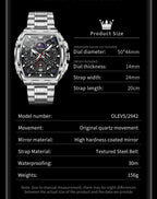 OLEVS Reloj para Hombres Analógico Cuarzo Lujo Diamante Resistente al Agua Cronógrafo Acero Inoxidable Carita Grande Cuadrado Fecha Fase Lunar Romano Relojes de Vestir para Hombres