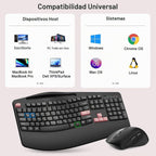 Combo de teclado y mouse inalámbricos, teclas onduladas de tamaño c...