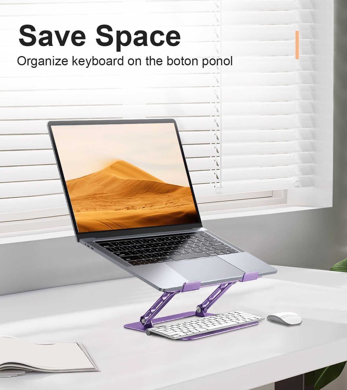Aoviho Soporte ajustable para laptop de escritorio, soporte portáti...