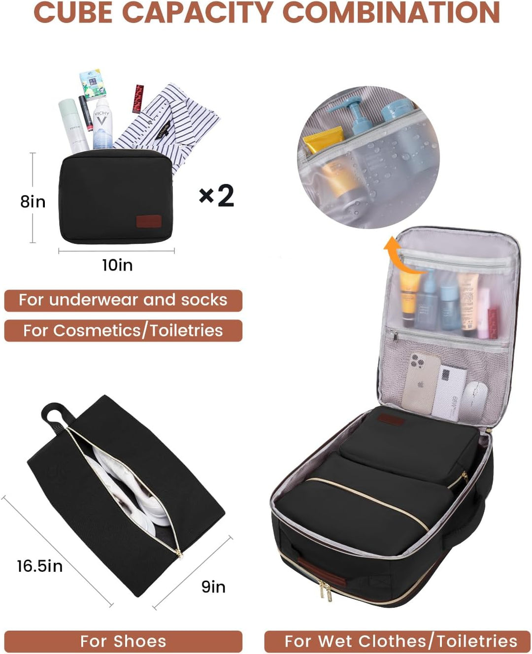 LOVEVOOK Mochila de equipaje de mano artículo personal bolsa de via...