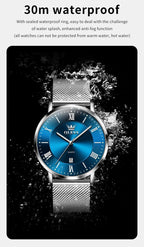 OLEVS Relojes de oro para hombre, analógico, de cuarzo, para negocios, de vestir, día fecha, acero inoxidable, clásico, de lujo, luminoso, impermeable, casual, relojes de pulsera masculinos