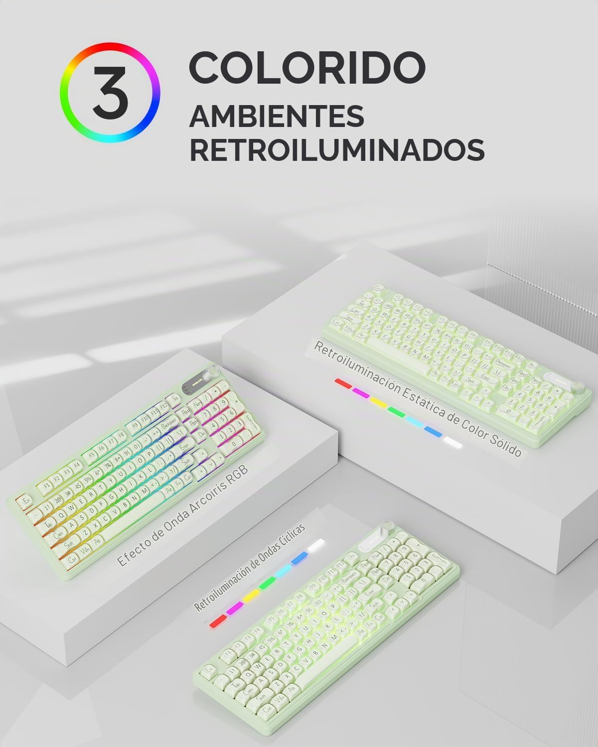 EWEADN V102 - Teclados inalámbricos, teclado para juegos de 98 tecl...